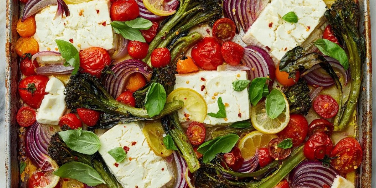 Sheet-Pan Baked Feta With Broccolini, Tomatoes and Lemon